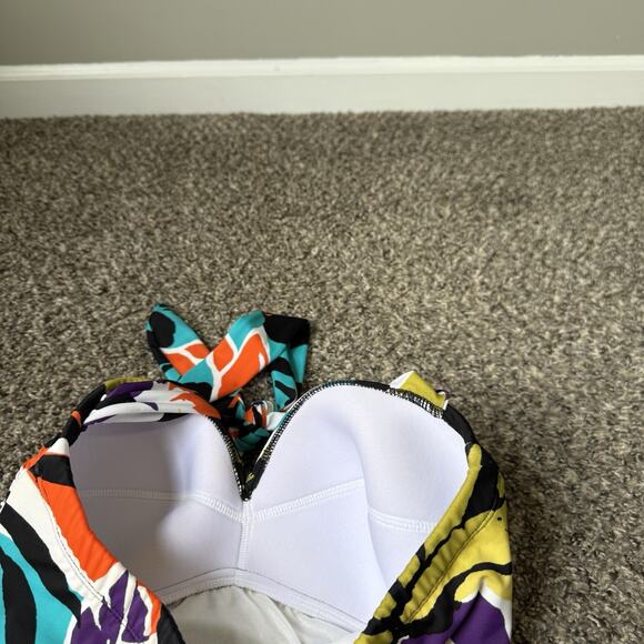 MiracleSuit Barcelona Multi Halter Floral Sweetheart Tankini Swimsuit Top Size 8 - Picture 5 of 6